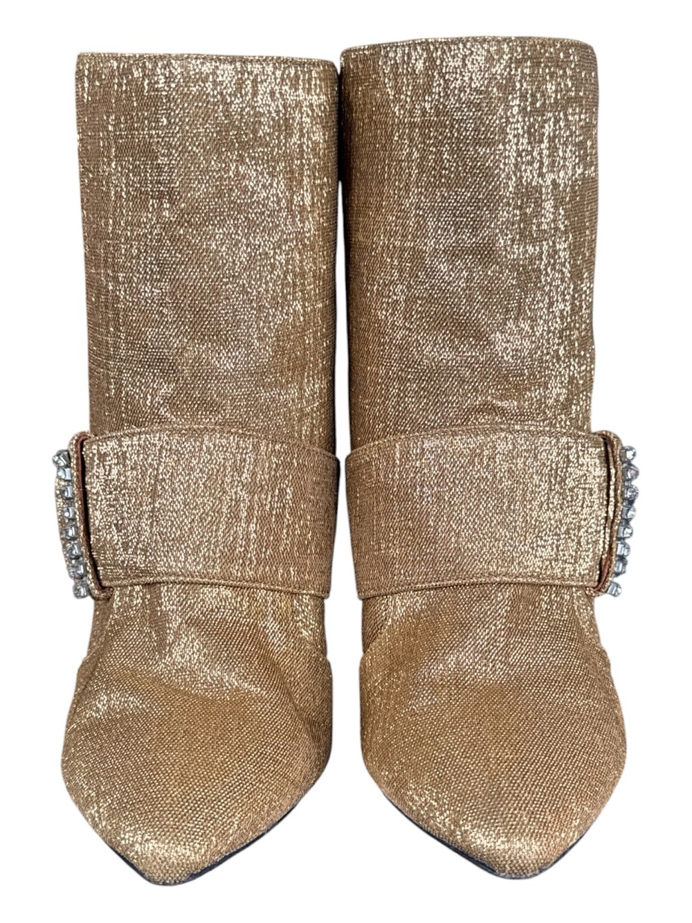 SEE BY METALLIC Gold Pointed Toe Ankle Boots